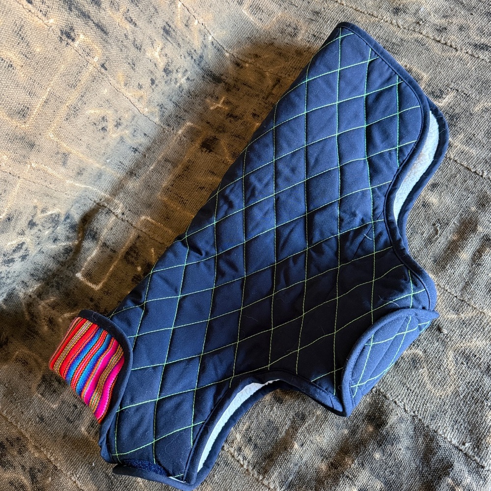 Quilted Blue Dog Jacket with Shearling Lining